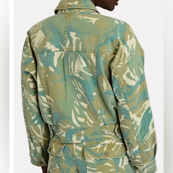 Mother Denim Women’s The Fly Away Jacket Tropical Camo Green Size XS Spring - Picture 6 of 16